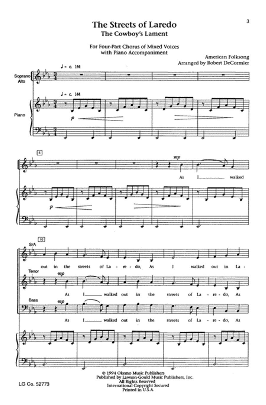 The Streets of Laredo The Streets of Laredo 4-Part scores gallery preview page 16