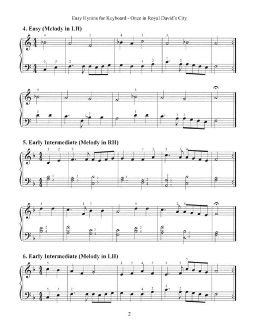 Once in Royal David's City (Easy Hymns for Keyboard) Piano Method scores gallery preview page 4