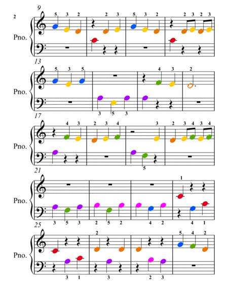 Morning Peer Gynt Suite Beginner Piano with Colored Notes
