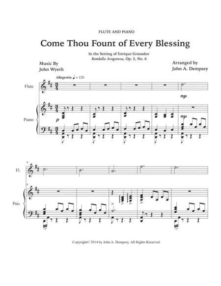 Come Thou Fount of Every Blessing (Flute and Piano) image number null