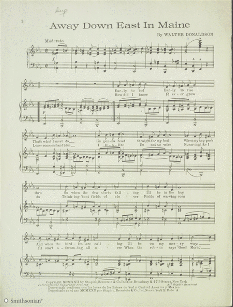 Away Down East In Maine Piano, Vocal scores gallery preview page 2