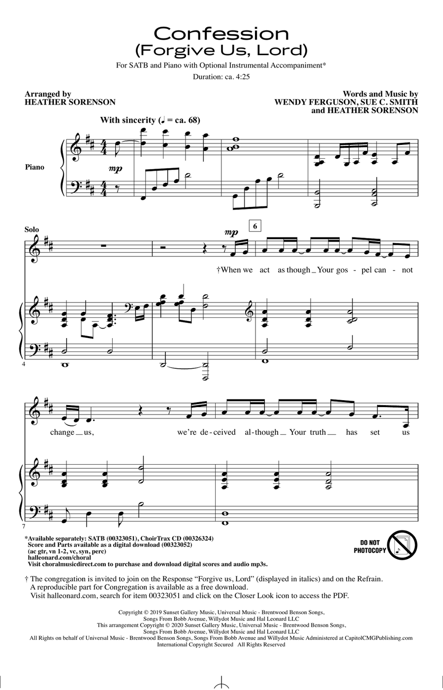 Confession (Forgive Us, Lord) (arr. Heather Sorenson)