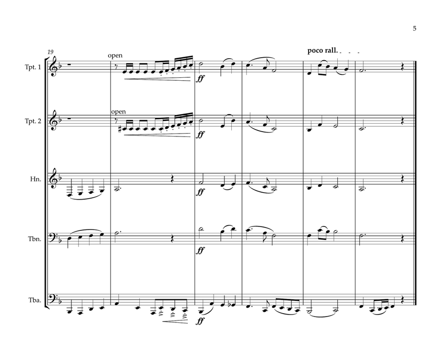 Limburg Provincial Anthem (Limburg, mijn Vaderland - In ’t bronsgroen eikenhout) for Brass Quintet Brass Quintet scores gallery preview page 5