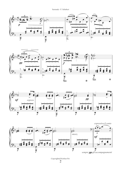 Serenade "Standchen" by Franz Schubert for piano solo