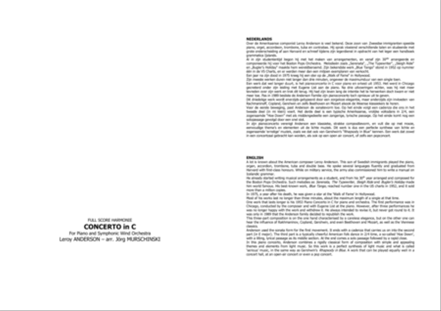 Concerto In C For Piano And Symphonic Wind Orch. Concert Band scores gallery preview page 2