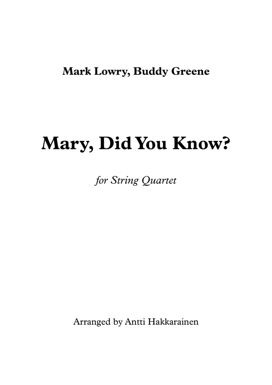 Mary, Did You Know? Mary, Did You Know? String Quartet scores gallery preview page 1