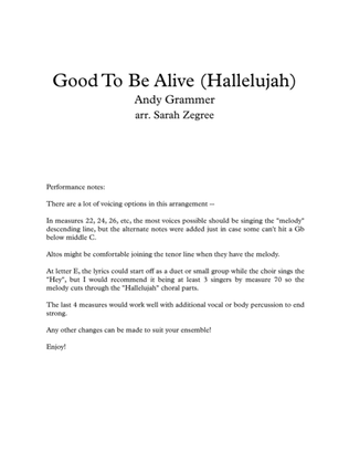 Good To Be Alive (hallelujah)