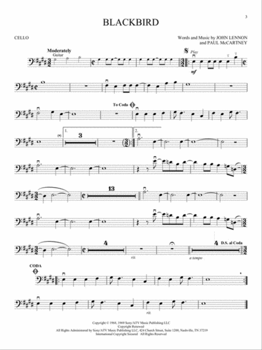 The Beatles – Instrumental Play-Along Cello scores gallery preview page 4