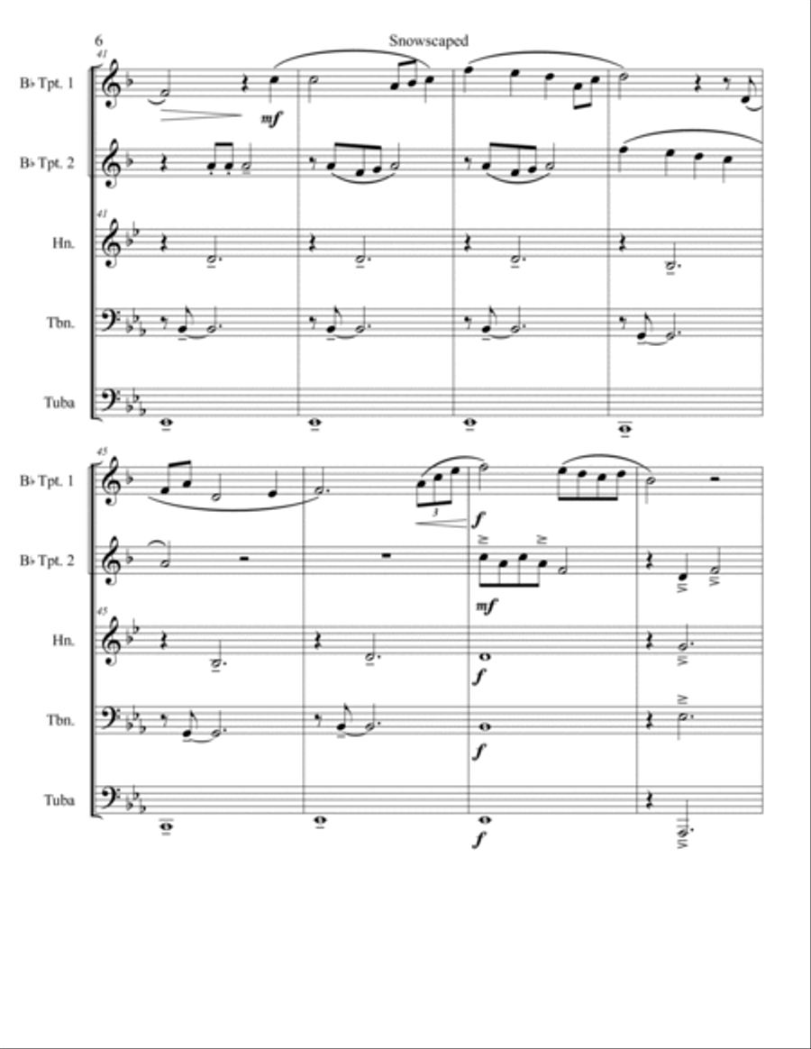 Snowscaped: Movement 1 Snowfall Brass Quintet scores gallery preview page 6