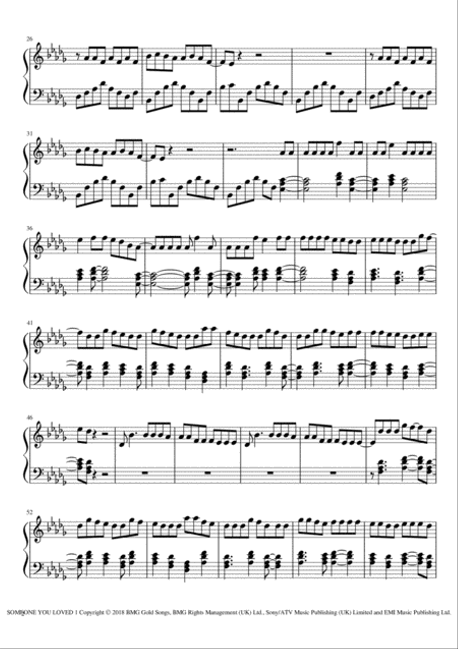 Someone You Loved Someone You Loved Piano Solo scores gallery preview page 2