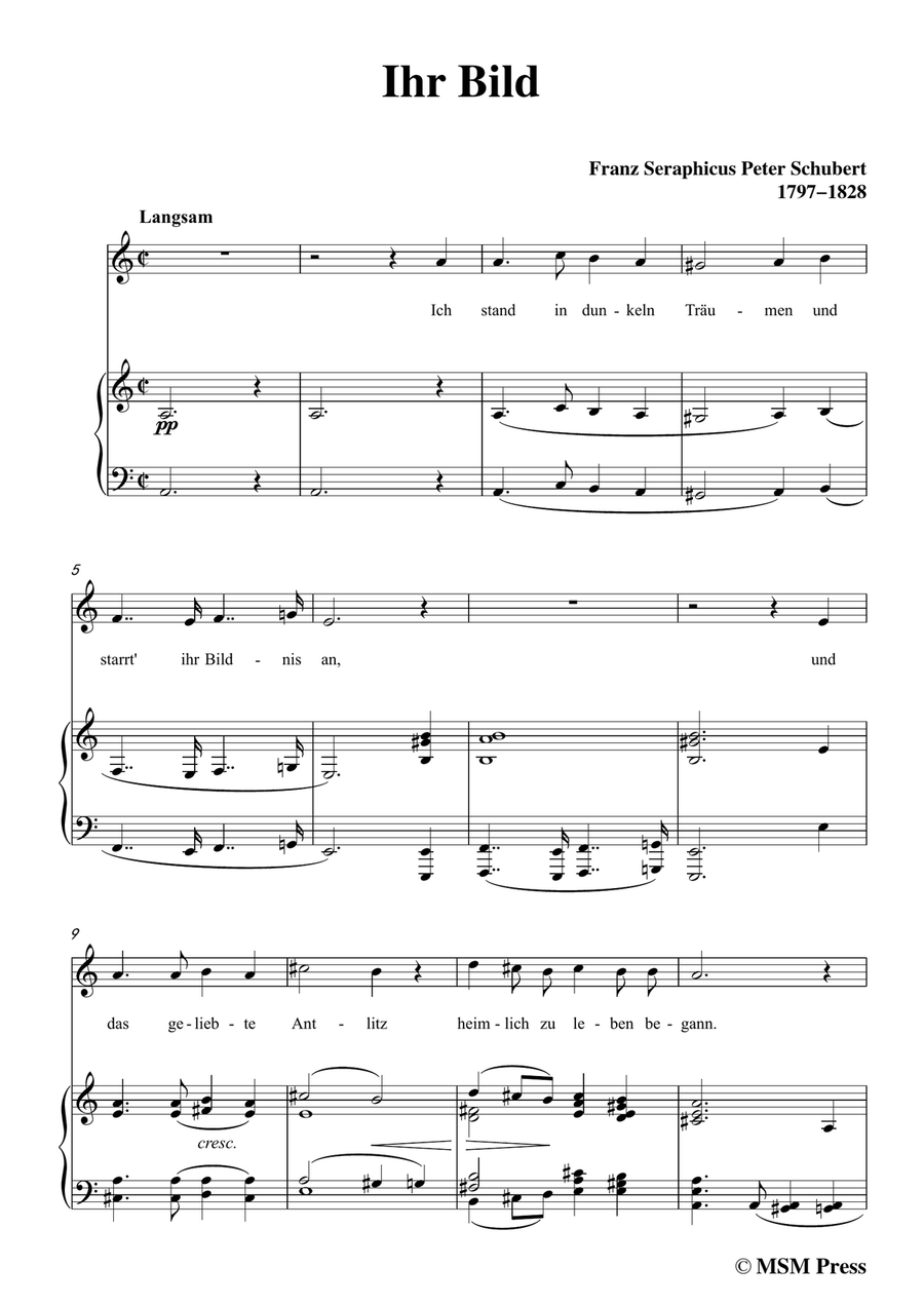 Schubert-Ihr Bild,in a minor,for Voice&Piano by Franz Schubert Piano, Vocal - Digital Sheet Music page 3