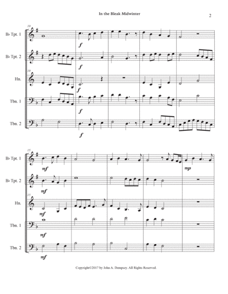 In the Bleak Midwinter (Brass Quintet): Two Trumpets, Horn in F and Two Trombones image number null