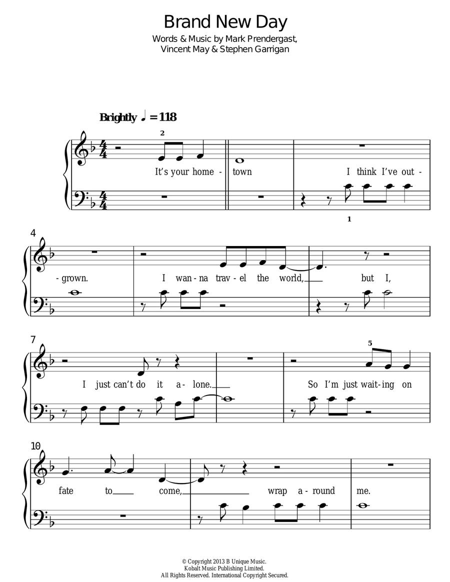 Brand New Day Brand New Day Easy Piano scores gallery preview page 1