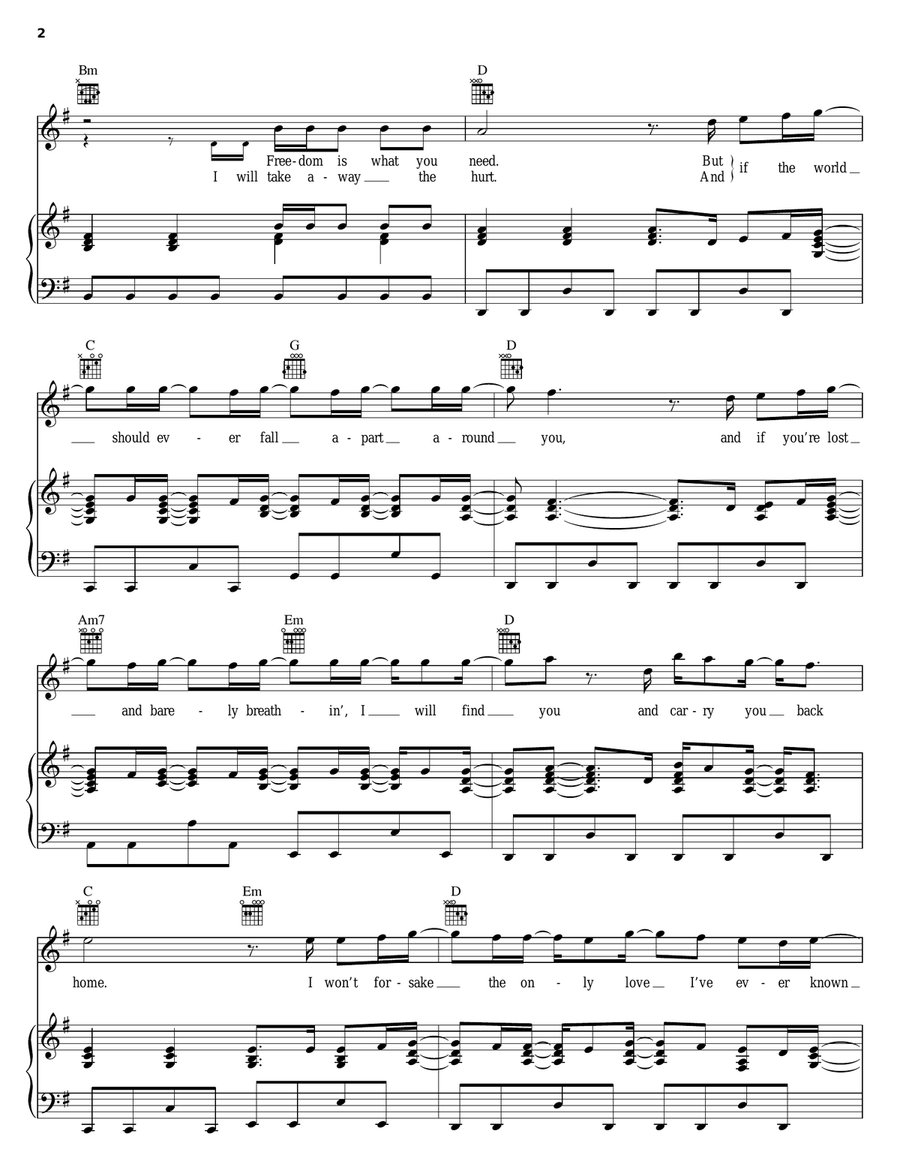 On Your Own Piano, Vocal, Guitar scores gallery preview page 2
