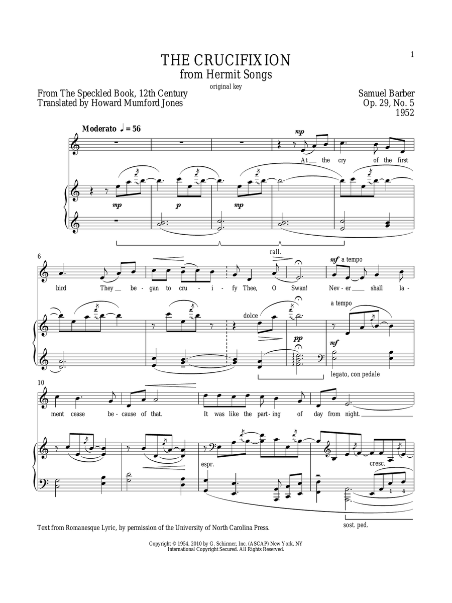 The Crucifixion Piano, Vocal scores gallery preview page 1
