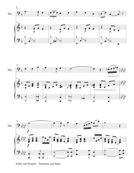 SOFTLY AND TENDERLY (Duet – Trombone and Piano/Score and Parts) image number null