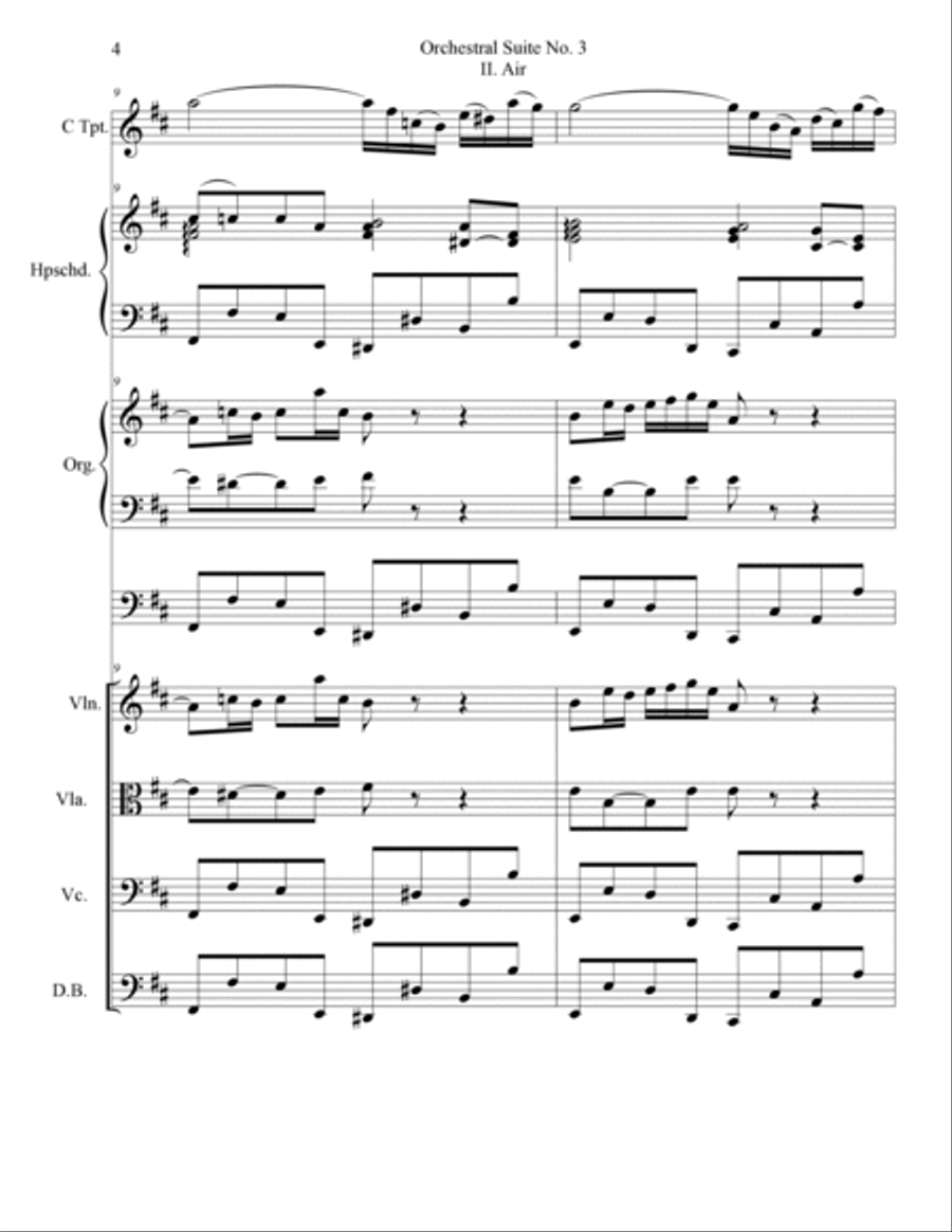 Orchestral Suite No.3 in D Major, BWV 1068: II. Air (“On a G String”) Chamber Music scores gallery preview page 5