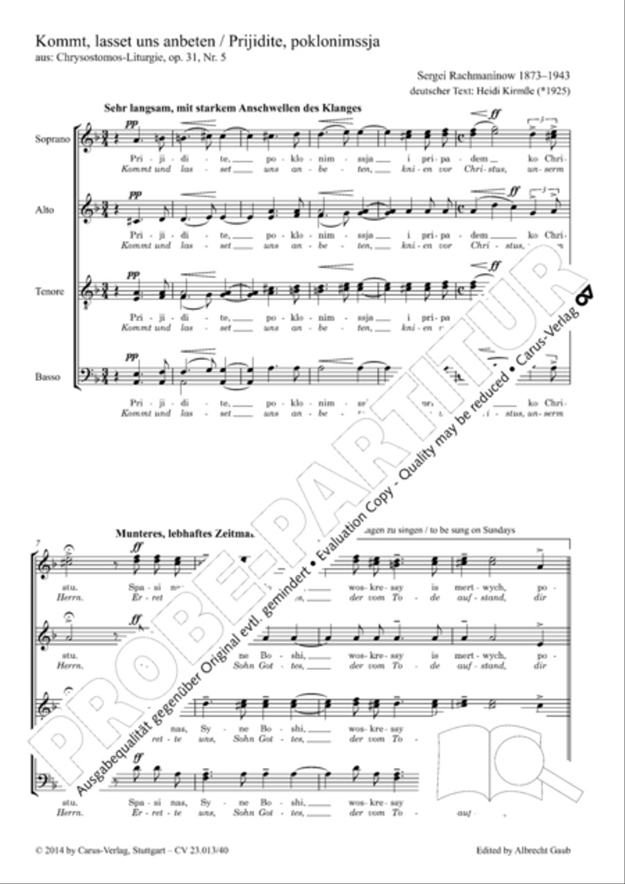 Kommt, lasset uns anbeten SSAATTBB scores gallery preview page 2