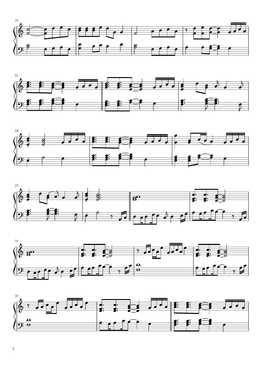 Never Gonna Give You Up Piano Solo scores gallery preview page 2