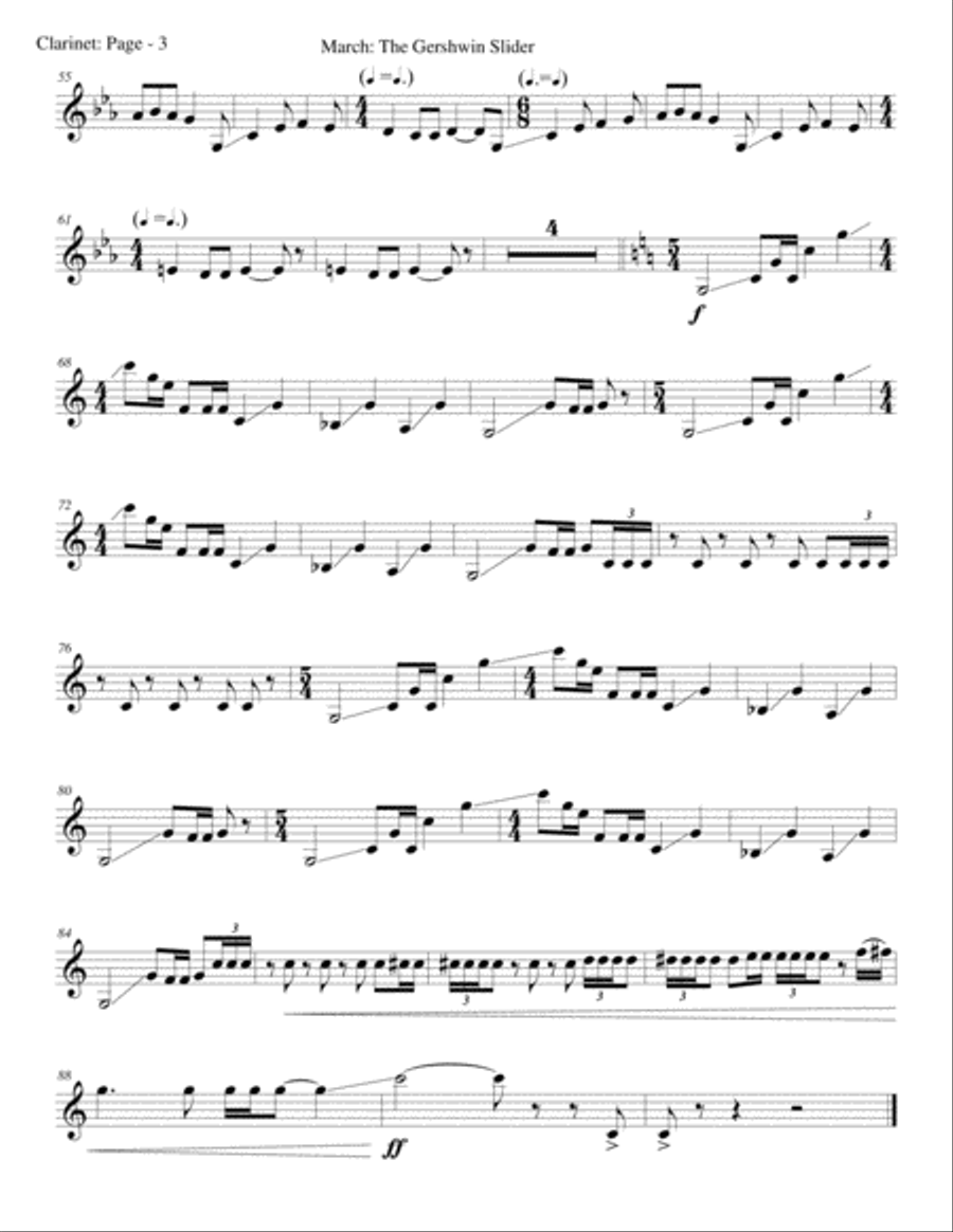 March: The Gershwin Slider Clarinet Solo scores gallery preview page 3
