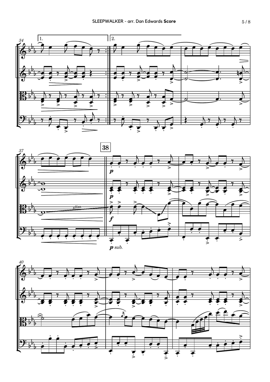 Sleepwalker String Quartet scores gallery preview page 5