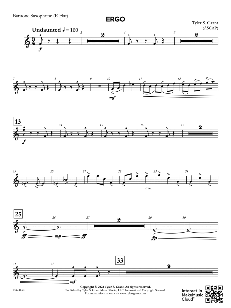 Ergo: E-flat Baritone Saxophone Concert Band scores gallery preview page 1