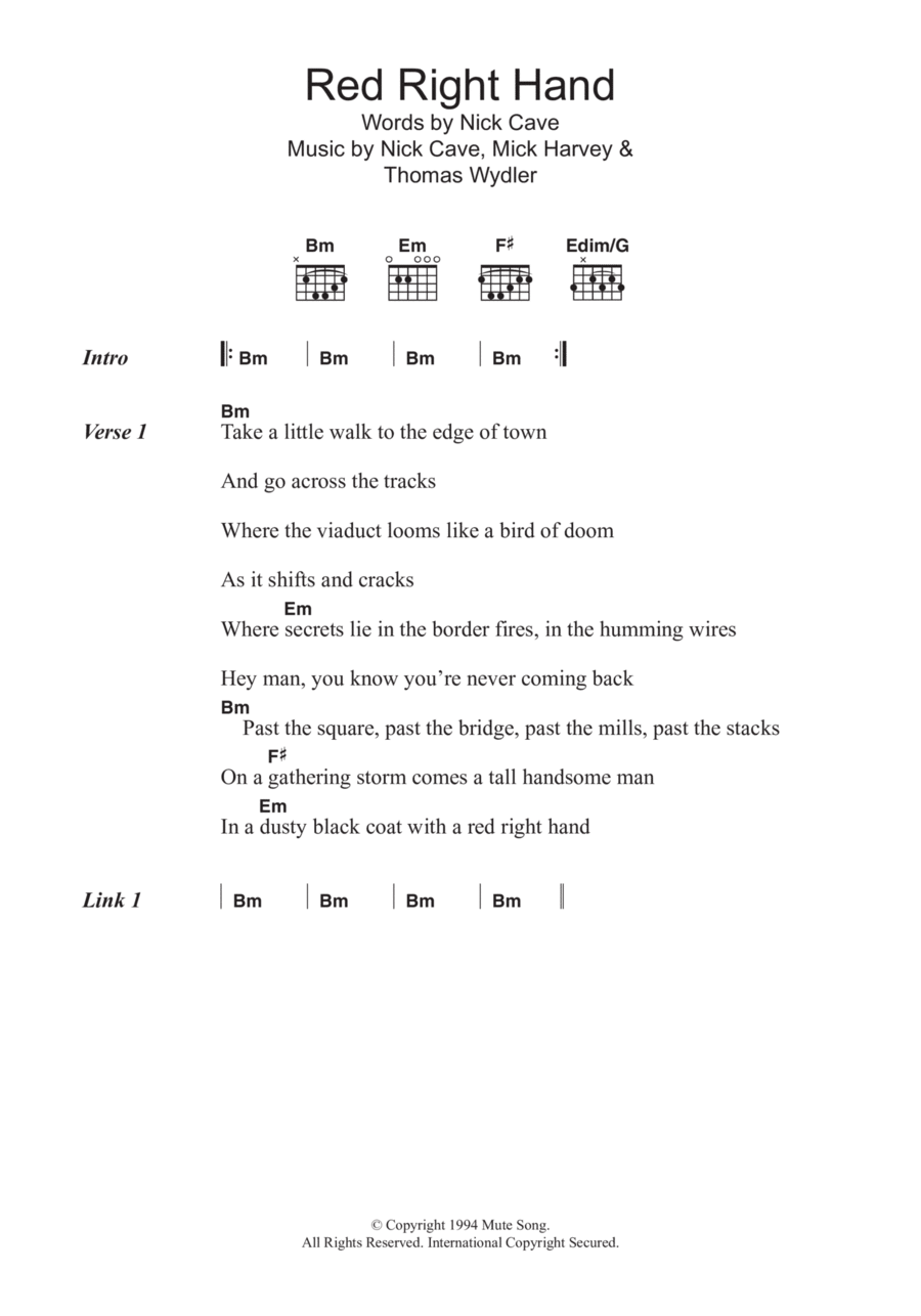 Red Right Hand Guitar scores gallery preview page 1