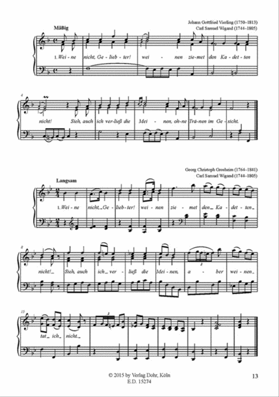 Hessische Kadettenlieder -Kritisch revidierte und kommentierte Neuausgabe unter Einbeziehung der Parallelvertonungen von Georg Christoph Grosheim- Voice scores gallery preview page 2