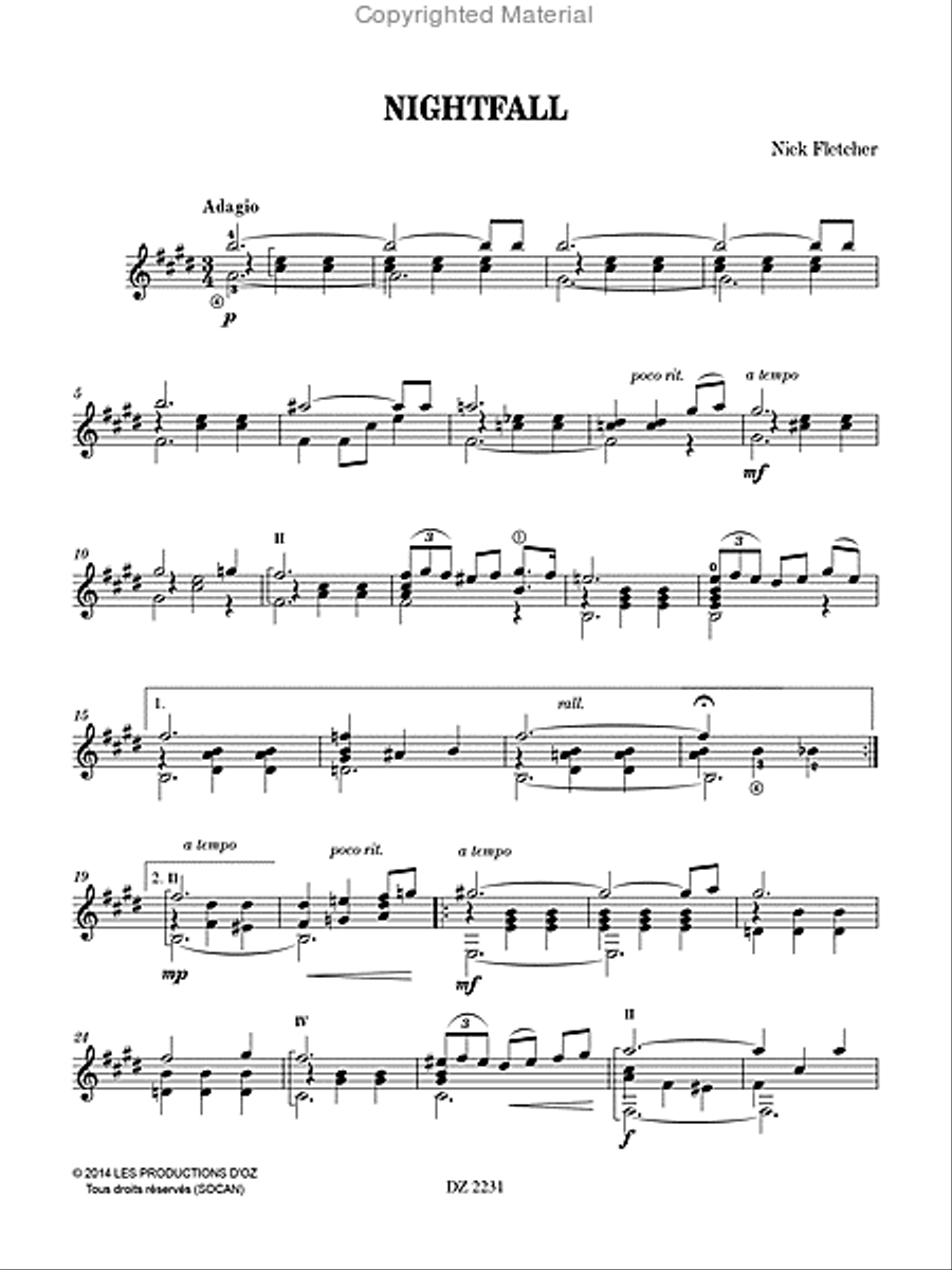 Nightfall Classical Guitar scores gallery preview page 2