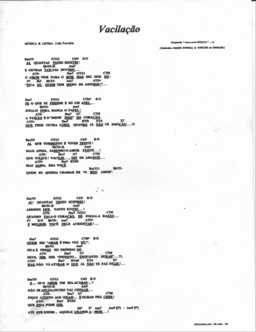 Vacilação: Bossa Nova Guitar Solo scores gallery preview page 1