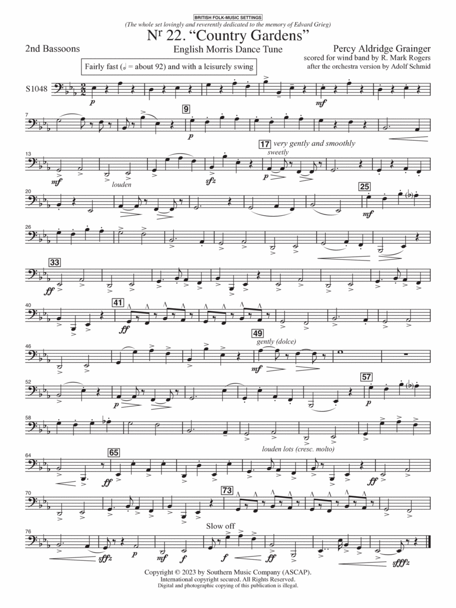 Country Gardens for Symphonic Band - Bassoon 2 Concert Band scores gallery preview page 1