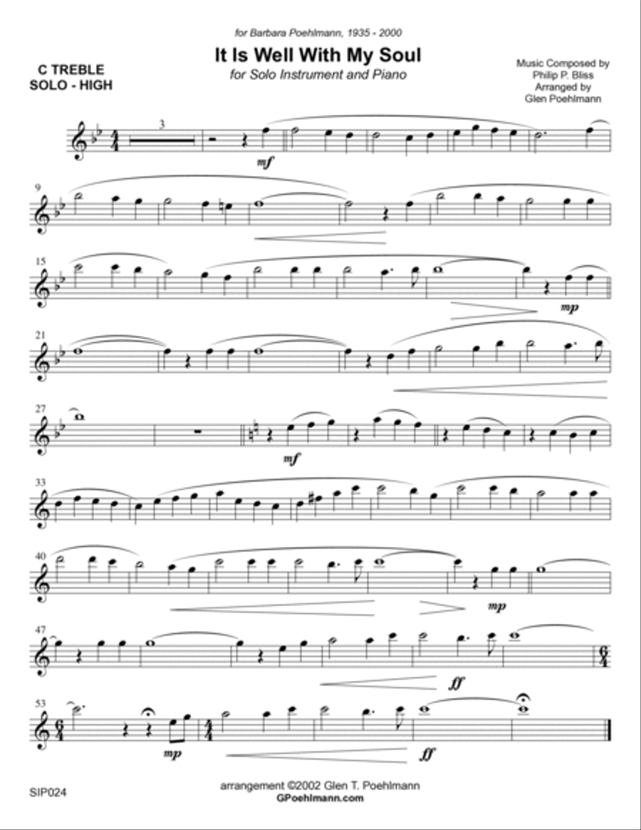 IT IS WELL WITH MY SOUL - Any orchestral instrument with Piano accompaniment (Grade 2) Piano scores gallery preview page 5