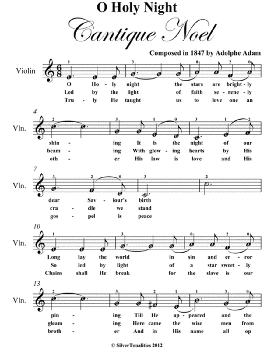 O Holy Night Cantique Noel Easy Violin Sheet Music