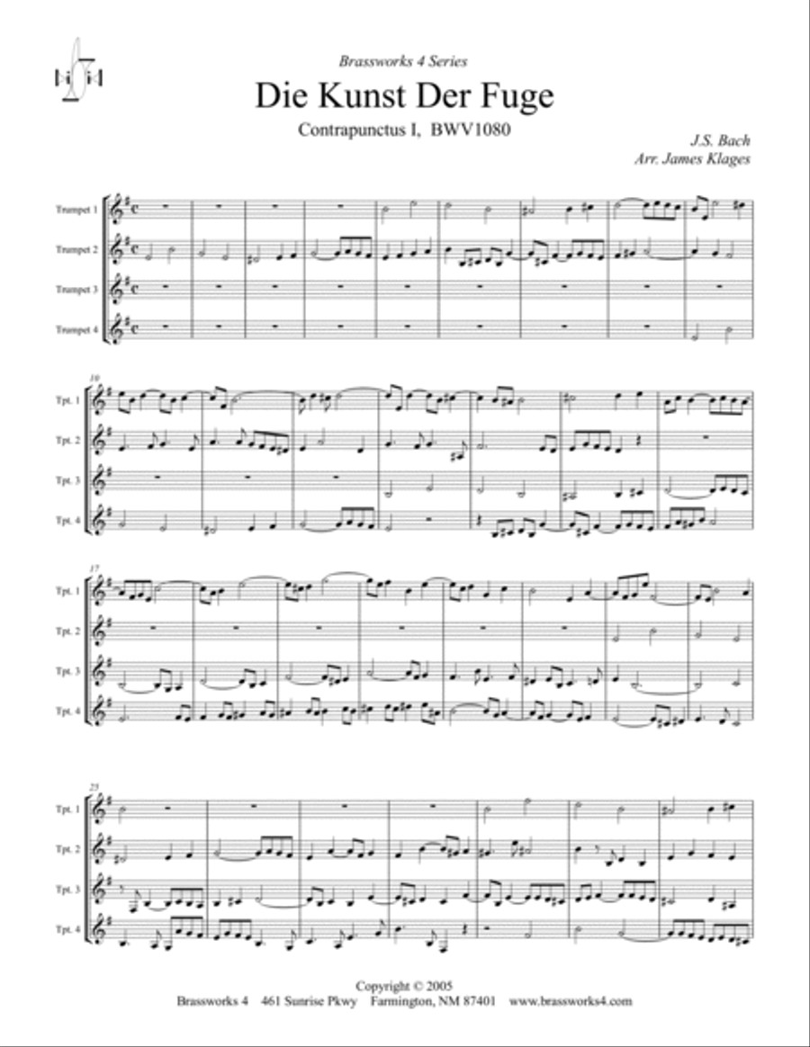 Die Kunst Der Fuge, Contrapunctus I, BWV1080 Trumpet scores gallery preview page 2