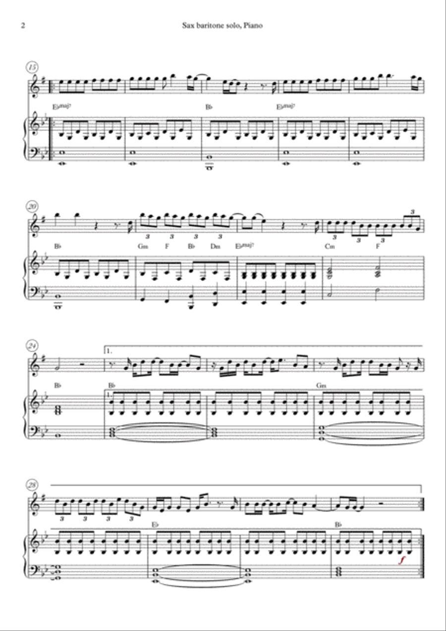 Drivers License Baritone Saxophone scores gallery preview page 2
