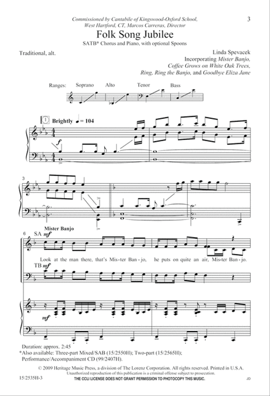 Folk Song Jubilee Folk Song Jubilee 4-Part scores gallery preview page 3