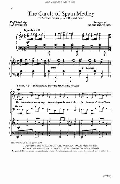 The Carols Of Spain Medley - SATB image number null
