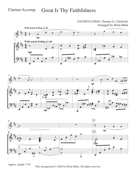 Great Is Thy Faithfulness - Solo Clarinet and piano image number null