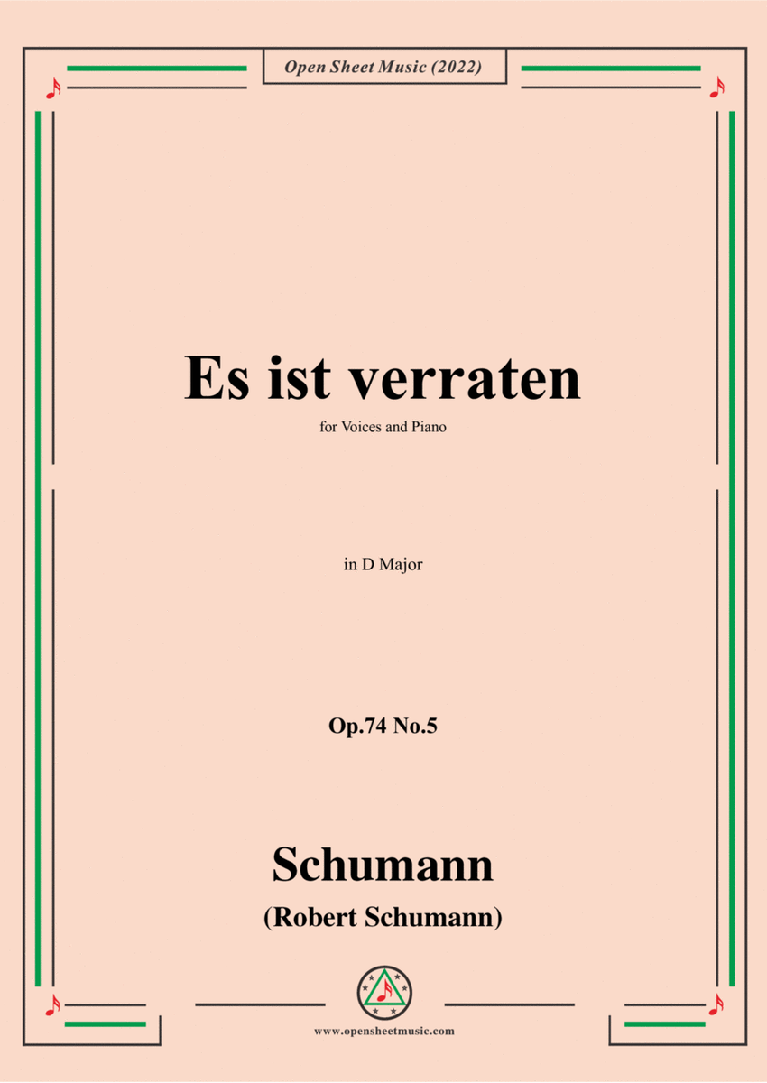 Schumann-Es ist verraten,Op.74 No.5,in D Major image number null