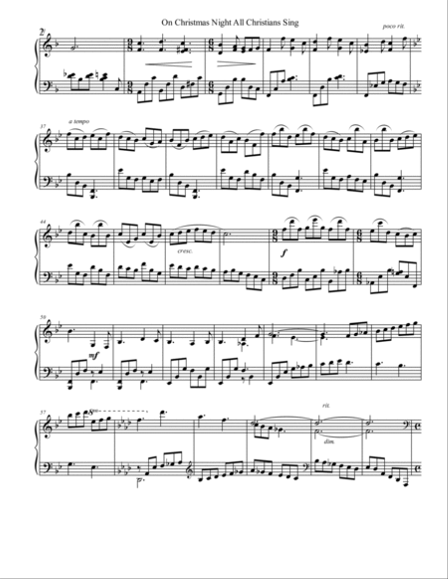 On Christmas Night All Christians Sing Piano Solo scores gallery preview page 2