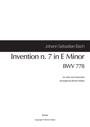 Invention n. 7 in E Minor, BWV 778 (for violin and violoncello)