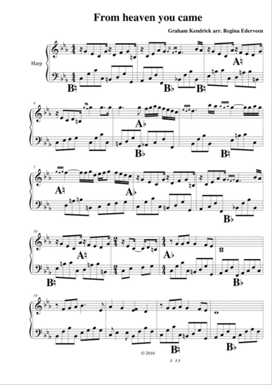 From Heaven You Came - pedal harp solo Pedal Harp scores gallery preview page 1