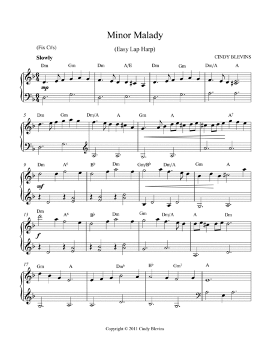 Minor Malady, Easy Lap Harp Solo Lap Harp scores gallery preview page 2