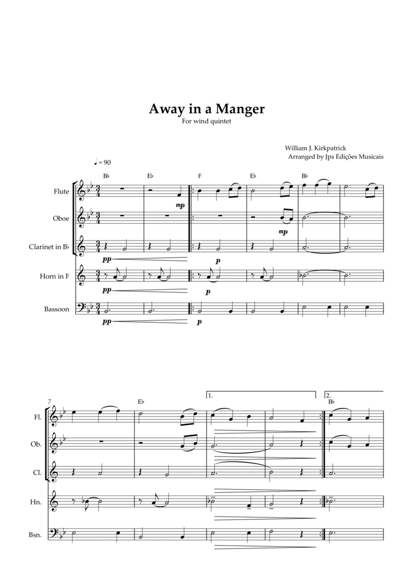 Away in a Manger for Wind Quintet image number null