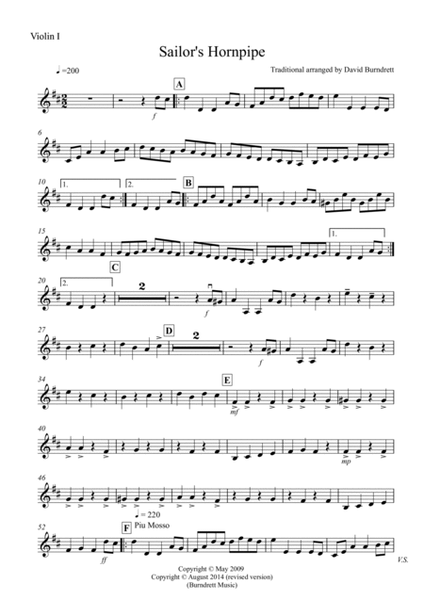 Sailor's Hornpipe for Beginner and Advanced String Orchestra image number null