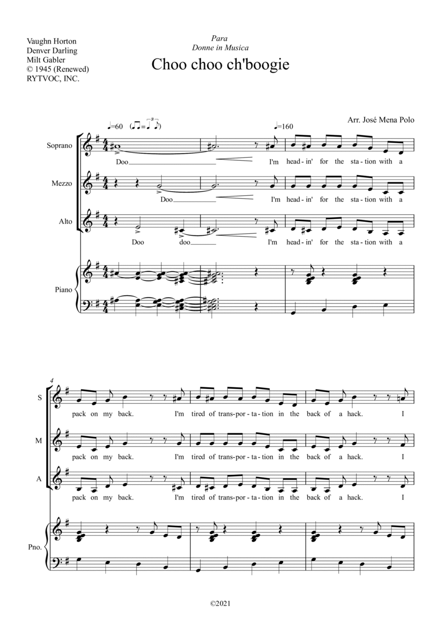 Choo Choo Ch' Boogie SSA scores gallery preview page 1