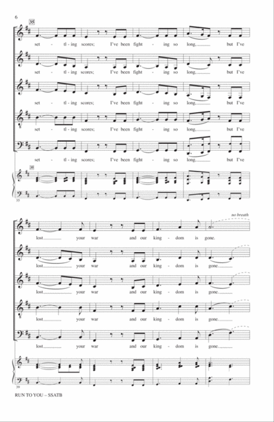 Run To You Run To You 4-Part scores gallery preview page 5