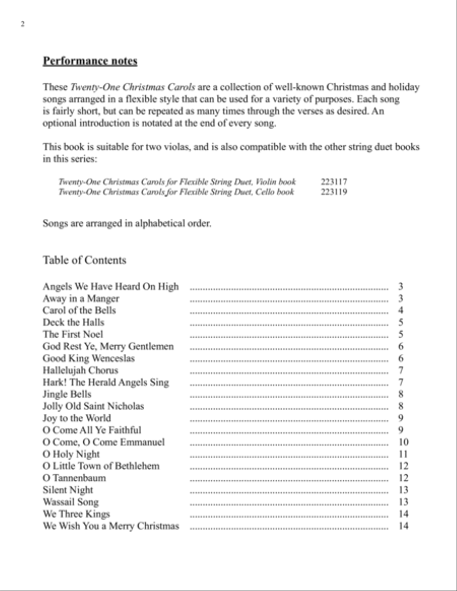 Twenty-One Christmas Carols for Viola Duet String Duet scores gallery preview page 2