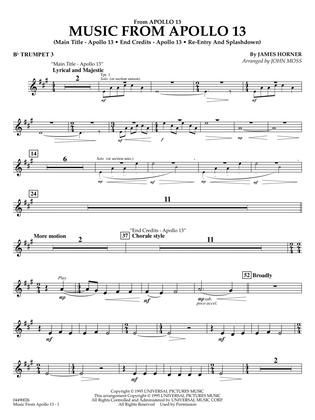 Music from Apollo 13 (arr. John Moss) - Bb Trumpet 3