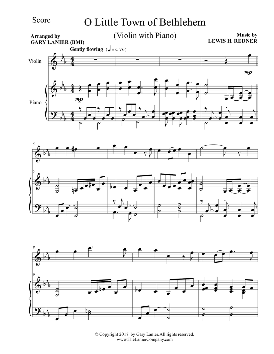 O LITTLE TOWN OF BETHLEHEM (Violin with Piano & Score/Part) image number null